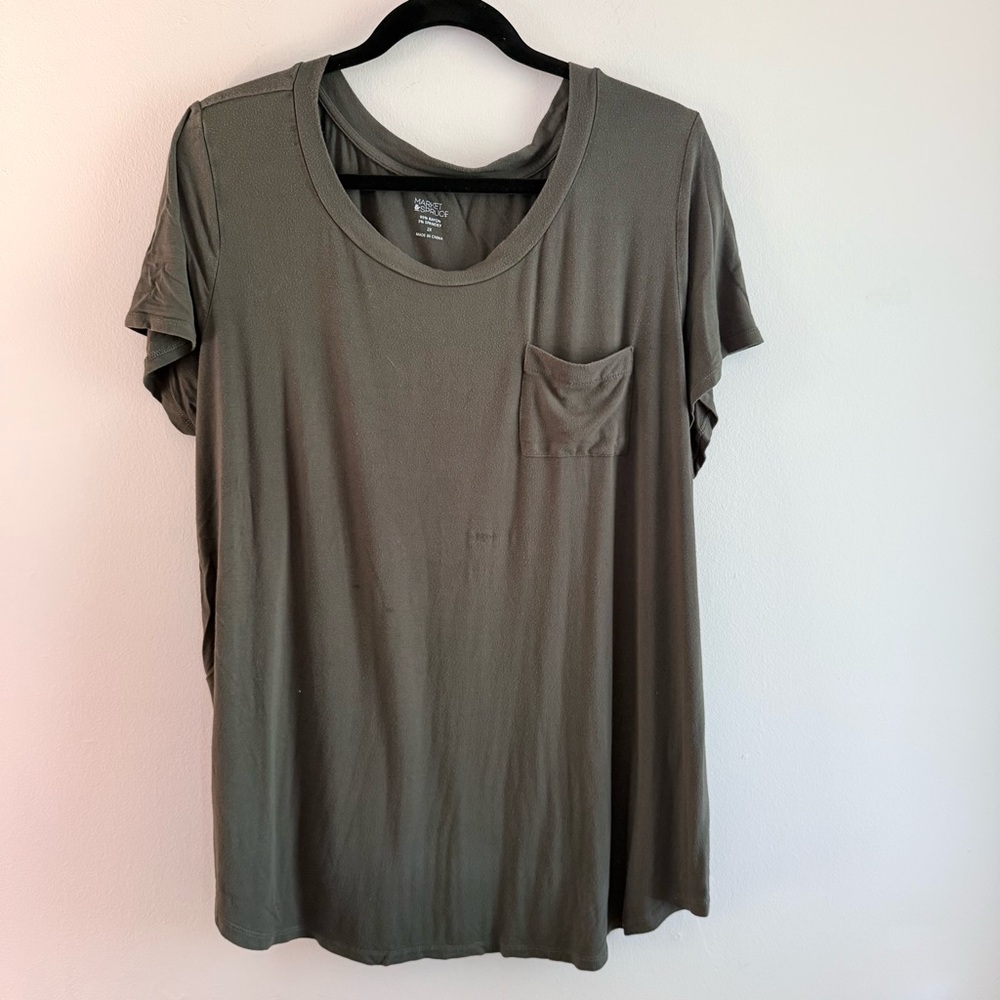Market & Spruce Olive Green Short Sleeve Pocket Tee
